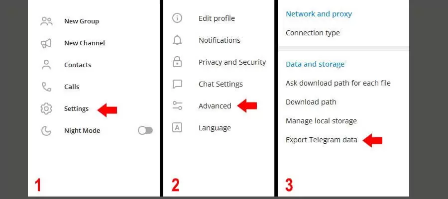 بازگردانی پیام‌ها با Export Data